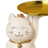 Maxbell Animal Storage Box Sculpture Serving Tray Ornament Resin Cat Statue Figurine White