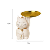 Maxbell Animal Storage Box Sculpture Serving Tray Ornament Resin Cat Statue Figurine White