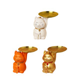 Maxbell Animal Storage Box Sculpture Serving Tray Ornament Resin Cat Statue Figurine White