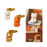 Maxbell Animal Storage Box Sculpture Serving Tray Ornament Resin Cat Statue Figurine White