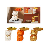 Maxbell Animal Storage Box Sculpture Serving Tray Ornament Resin Cat Statue Figurine White