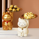 Maxbell Animal Storage Box Sculpture Serving Tray Ornament Resin Cat Statue Figurine White