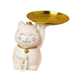 Maxbell Animal Storage Box Sculpture Serving Tray Ornament Resin Cat Statue Figurine White