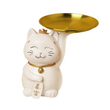 Maxbell Animal Storage Box Sculpture Serving Tray Ornament Resin Cat Statue Figurine White