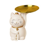 Maxbell Animal Storage Box Sculpture Serving Tray Ornament Resin Cat Statue Figurine White