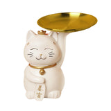 Maxbell Animal Storage Box Sculpture Serving Tray Ornament Resin Cat Statue Figurine White
