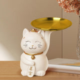 Maxbell Animal Storage Box Sculpture Serving Tray Ornament Resin Cat Statue Figurine White