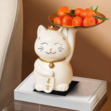 Maxbell Animal Storage Box Sculpture Serving Tray Ornament Resin Cat Statue Figurine White