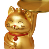 Maxbell Animal Storage Box Sculpture Serving Tray Ornament Resin Cat Statue Figurine Golden