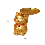 Maxbell Animal Storage Box Sculpture Serving Tray Ornament Resin Cat Statue Figurine Golden