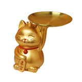 Maxbell Animal Storage Box Sculpture Serving Tray Ornament Resin Cat Statue Figurine Golden