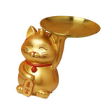 Maxbell Animal Storage Box Sculpture Serving Tray Ornament Resin Cat Statue Figurine Golden