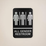 Maxbell All Gender Restroom Sign Bathroom Signage for Home Parks Public Door or Wall Silver