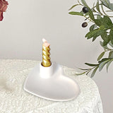 Maxbell Taper Candle Holder Tray Farmhouse Hotel Fireplace Ceramic Heart Candlestick