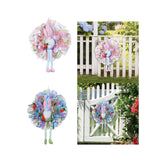 Maxbell Easter Door Wreath with Bunny Hanging Sign Ornaments Festival Rabbit Garland