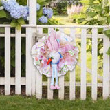 Maxbell Easter Door Wreath with Bunny Hanging Sign Ornaments Festival Rabbit Garland