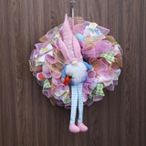 Maxbell Easter Door Wreath with Bunny Hanging Sign Ornaments Festival Rabbit Garland
