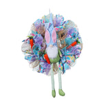 Maxbell Easter Door Wreath with Bunny Hanging Sign Ornaments Festival Rabbit Garland