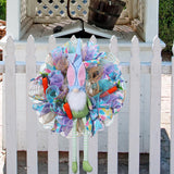 Maxbell Easter Door Wreath with Bunny Hanging Sign Ornaments Festival Rabbit Garland