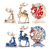 Maxbell Reindeer Figurines Tabletop Crafts Deer Statues for Bookshelf Bedroom Office Blue