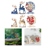 Maxbell Reindeer Figurines Tabletop Crafts Deer Statues for Bookshelf Bedroom Office Blue