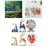 Maxbell Reindeer Figurines Tabletop Crafts Deer Statues for Bookshelf Bedroom Office Blue