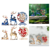 Maxbell Reindeer Figurines Tabletop Crafts Deer Statues for Bookshelf Bedroom Office Blue