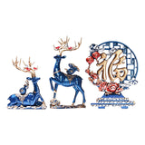 Maxbell Reindeer Figurines Tabletop Crafts Deer Statues for Bookshelf Bedroom Office Blue