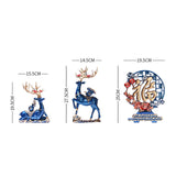 Maxbell Reindeer Figurines Tabletop Crafts Deer Statues for Bookshelf Bedroom Office Blue