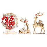 Maxbell Reindeer Figurines Tabletop Crafts Deer Statues for Bookshelf Bedroom Office Gold