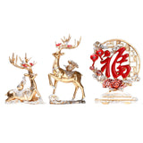 Maxbell Reindeer Figurines Tabletop Crafts Deer Statues for Bookshelf Bedroom Office Gold