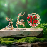 Maxbell Reindeer Figurines Tabletop Crafts Deer Statues for Bookshelf Bedroom Office Gold