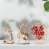 Maxbell Reindeer Figurines Tabletop Crafts Deer Statues for Bookshelf Bedroom Office Gold