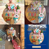 Maxbell Happy Easter Wooden Hanging Sign Easter Door Hanger for Porch Farmhouse Home