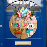 Maxbell Happy Easter Wooden Hanging Sign Easter Door Hanger for Porch Farmhouse Home
