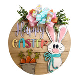 Maxbell Happy Easter Wooden Hanging Sign Easter Door Hanger for Porch Farmhouse Home