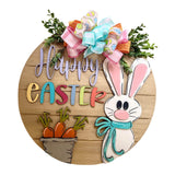 Maxbell Happy Easter Wooden Hanging Sign Easter Door Hanger for Porch Farmhouse Home