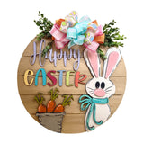 Maxbell Happy Easter Wooden Hanging Sign Easter Door Hanger for Porch Farmhouse Home