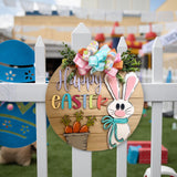 Maxbell Happy Easter Wooden Hanging Sign Easter Door Hanger for Porch Farmhouse Home