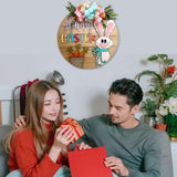 Maxbell Happy Easter Wooden Hanging Sign Easter Door Hanger for Porch Farmhouse Home