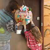 Maxbell Happy Easter Wooden Hanging Sign Easter Door Hanger for Porch Farmhouse Home