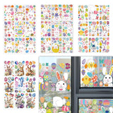 Maxbell 9 Sheets Easter Bunny Window Stickers Cute Glass Window Clings for Kids Home