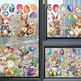 Maxbell 9 Sheets Easter Bunny Window Stickers Cute Glass Window Clings for Kids Home