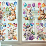 Maxbell 9 Sheets Easter Bunny Window Stickers Cute Glass Window Clings for Kids Home