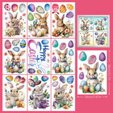 Maxbell 9 Sheets Easter Bunny Window Stickers Cute Glass Window Clings for Kids Home