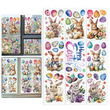 Maxbell 9 Sheets Easter Bunny Window Stickers Cute Glass Window Clings for Kids Home