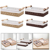 Maxbell 2 Pieces Woven Baskets Display with Handle for Coffee Snacks Drinks and Food beige