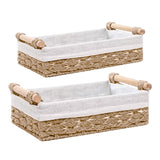 Maxbell 2 Pieces Woven Baskets Display with Handle for Coffee Snacks Drinks and Food beige