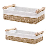 Maxbell 2 Pieces Woven Baskets Display with Handle for Coffee Snacks Drinks and Food beige