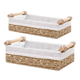Maxbell 2 Pieces Woven Baskets Display with Handle for Coffee Snacks Drinks and Food beige
